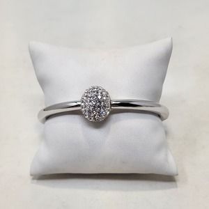 Real Collectibles by Adrienne Bracelet Silver Tone Crystal Pave Ball Hinged